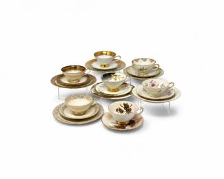 134 VintageBavarianPorcelainTeacupTriosSaucersMixedMakers