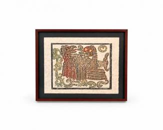 41 MesoamericanFiguralSilkScreenonHandmadePaperFramed