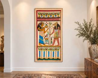 1 MassiveEgyptianFiguralHandmadeQuiltArtinAcrylicBoxFrame