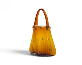 132 LargeMuranoStyleMillefioriArtGlassHandbagSculpture