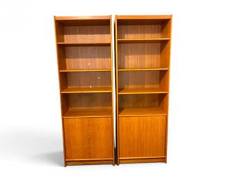 39 VintageMatchingWoodBookcaseswAdjustableShelvesPair