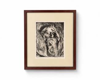 31 JosephMarguliesMeditationSignedFiguralPortraitPrintFramed