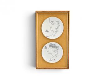 12 VintageJeanCocteauLimogesFiguralPlatesFramedWallArt