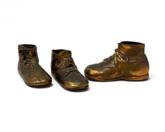 103 VintageBrassDippedBabyChildShoesKeepsakes3Pc