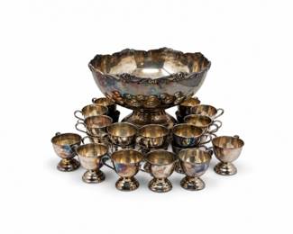 150 VintageSilverPunchBowlFootedCupsJapan25Pc
