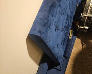 Blue velvet full size platform bed frame