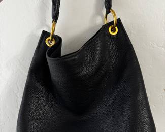 Authentic Prada Black leather hobo bag 