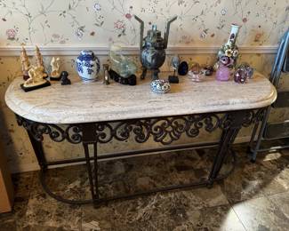 Gorgeous Marble Top Metal Console Table