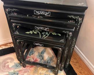 Chinese black lacquer nesting tables