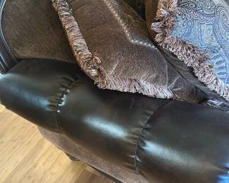 Ornate Brown Upholstered Sofa