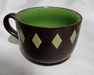 Coffee Mug with Green Diamond Shapes