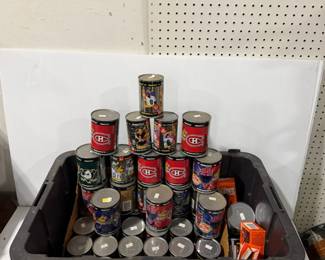 Large Lot 1997 1998 Pinnacle Inside NHL Hockey & NFL Football Trading Card Cans
