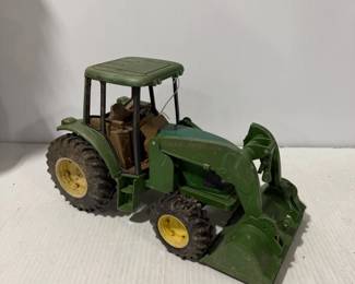 John Deere Toy Tractor with Front Loader Bucket & Enclosed Cab