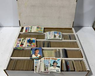 Large Baseball Card Collection 1970s 1990s Topps & Assorted - Multi-Row Box
