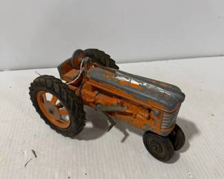 Vintage Hubley Orange & Gray Die-Cast Farm Tractor Toy