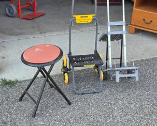 Folding Stair-Climbing Utility Cart, Folding Hand Truck & Portable Folding Stool