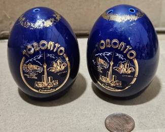 Toronto Dark Blue Egg Salt and Pepper Shakers