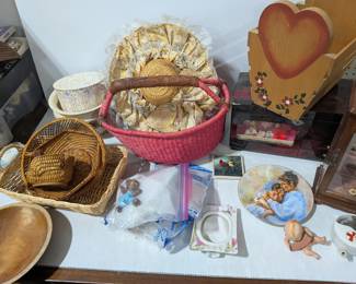 Misc. Home & Vanity Decor, Baskets, Bowls, Vintage Lace Dress, Jewelry Boxes & Case (2 Boxes)
