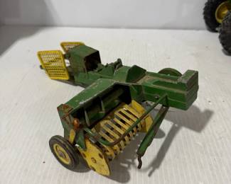Vintage John Deere Green & Yellow Toy Combine Harvester Farm Implement