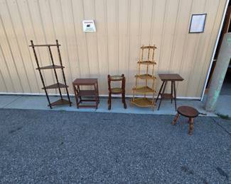 Assorted Wood Accent Tables, Corner Shelves & Plant Stands 6 Pieces