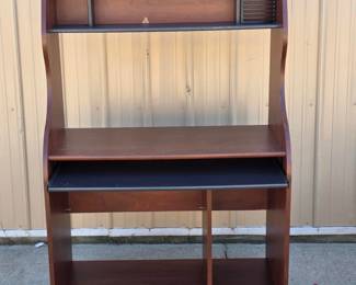 Wood Computer Desk Workstation with Hutch, Keyboard Tray & Rolling Casters