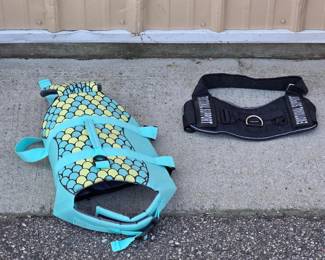 Pair of Dog Life Jackets Mermaid Scale Vest & Emotional Support Harness