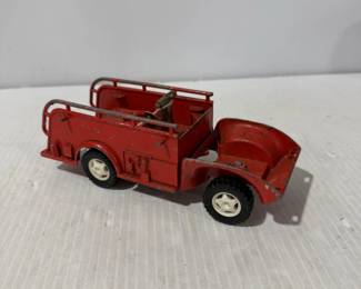 Red Metal Fire Engine Toy with Hose Rails, Pump Panel & Rubber Tires