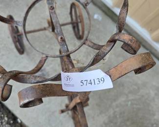 Decorative Wrought Iron Tricycle Plant Stand with Scrollwork Basket