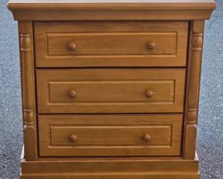 Wood 3-Drawer Nightstand Chest with Turned Column Accents
