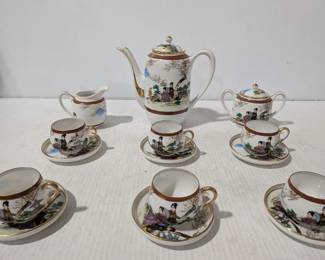Complete 15 Piece Vintage Japanese Kutani "Geisha Girl" Tea Set, Excellent Condition