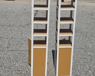 Pair of Tall Narrow 5-Tier Display Shelving Units with Lower Cabinets