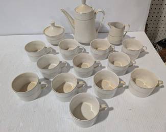 Gibson Housewares China 12 Cup Tea Set, Complete With Tea Pot, Sugar Dish, & Creamer Dish