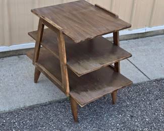 Mid-Century Modern Tiered Wood Display Table with A-Frame Design