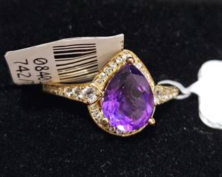 Amethyst Ring with Stones Brand New .925 Approx Size 7