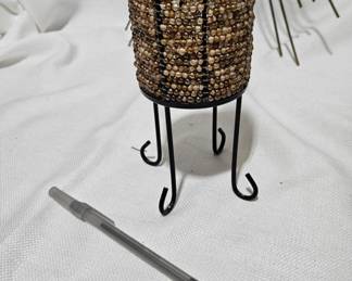 Brown Beaded Tea Light Candle Holder