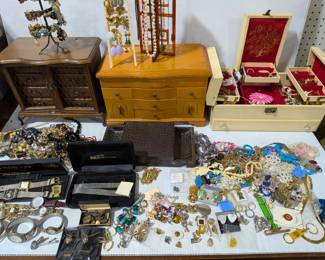 Large Lot Costume Jewelry & Jewelry Boxes