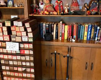 Player piano reels, guitar stands