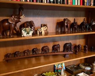 Wooden carved elephants