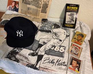 Lot of Billy Martin NY Yankees including signed hat