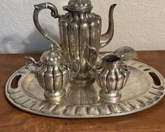 Vintage L. Mariel Mexico Art Deco 4 Piece Sterling Silver Tea Set