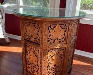 Oriental Carved Octagon Side Table