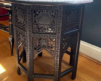 Oriental Carved Octagon Side Table
