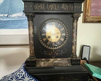 Black Marble Mantle Clock,