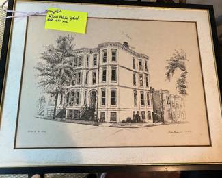  2. Black & White Sketch of Row House in Washington D.C.