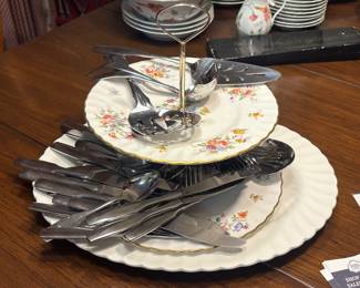 Tiered Floral Tray, Silverware 