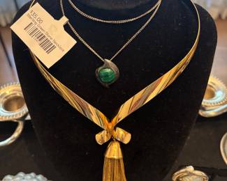 Sterling Green Stone Necklace 