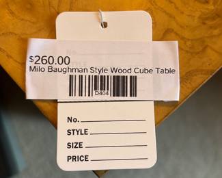 Milo Baughman Style Wood Cube Table 