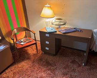 Wooden Desk, Vtg Chair 