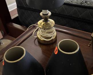 Candlestick lamp with metal shades from the 80s