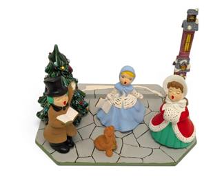 Christmas Scene W Ceramic Tree  Three Carolers